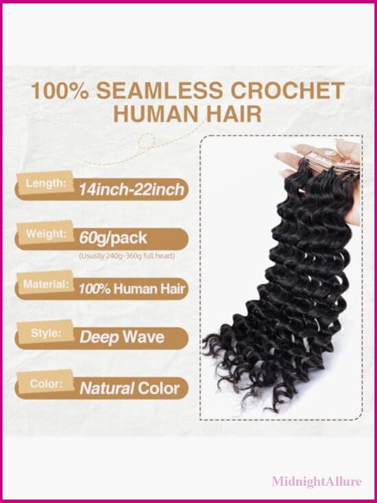 60g 50 Strands Deep Wave Human Crochet Hair Extensions Pre Separated Easy main image 4